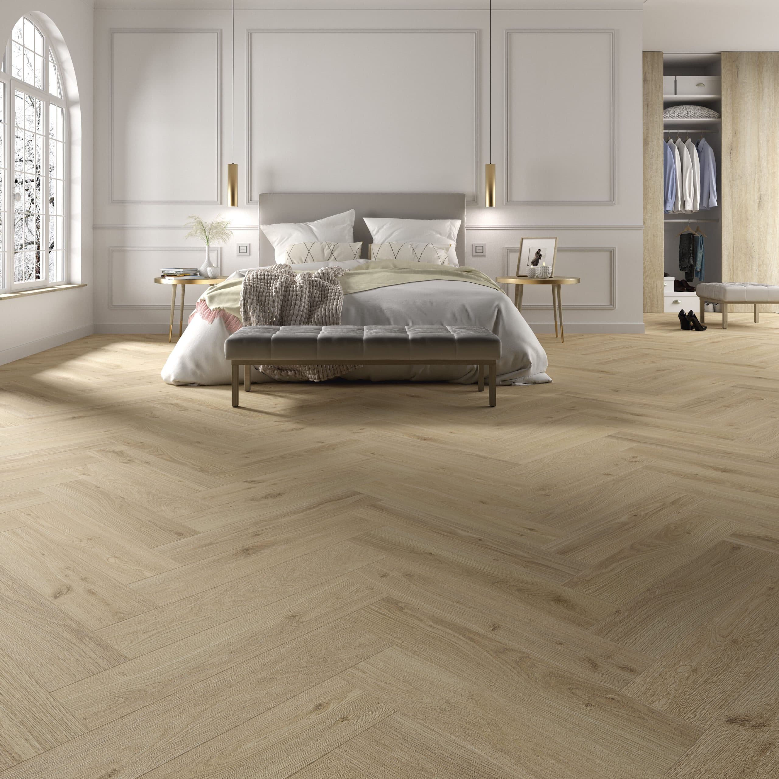 Piso laminado Alsafloor instalado en un ambiente